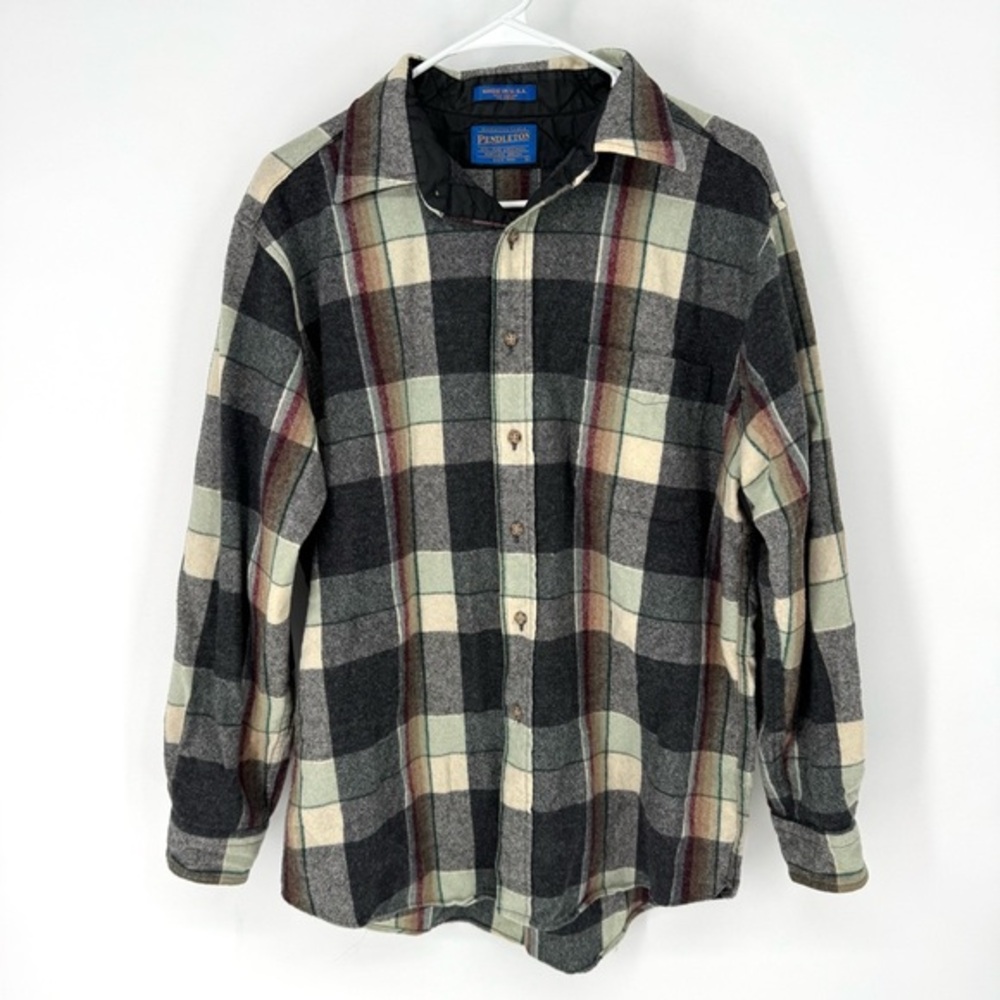 Pendleton 100% virgin wool vintage cabincore Plaid  flannel bored shirt large